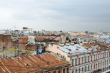 Fototapeta Miasto - Aerial view of Saint Petersburg seen from the rooftop of a restourant near Nevsky prospect