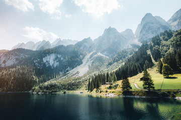 Fototapete - Vorderer Gosausee lake. Salzkammergut is a famous resort area located in the Gosau Valley in Upper Austria.