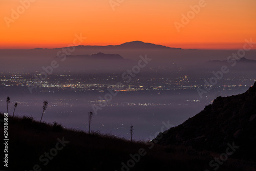 Foggy dawn view across the ...