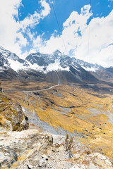 Bolivia national road three in the valley of the white royal cordillera