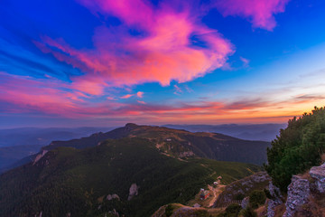 Wall Mural - sunset in the Ceahlau mountain, Romania