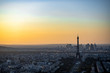 Sunset in Paris, France, with the Eiffel Tower.