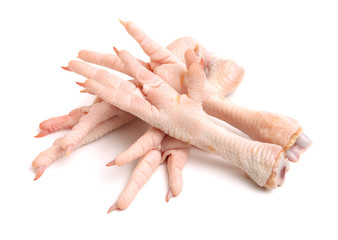 Wall Mural - Chicken feet on white background