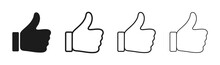 Like Vector Contour Icons. Design Elements For Smm, Ad, Marketing, Ui, Ux And App. Thumb Up Line Icons.