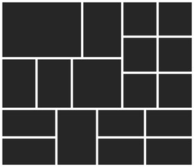 Aufkleber - Templates collage eighteen frames photos parts, picture or illustration. Vector poster frame mockup. Eighteen photos.