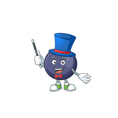 Wall Mural - Magician blackcurrant cartoon mascot on white background