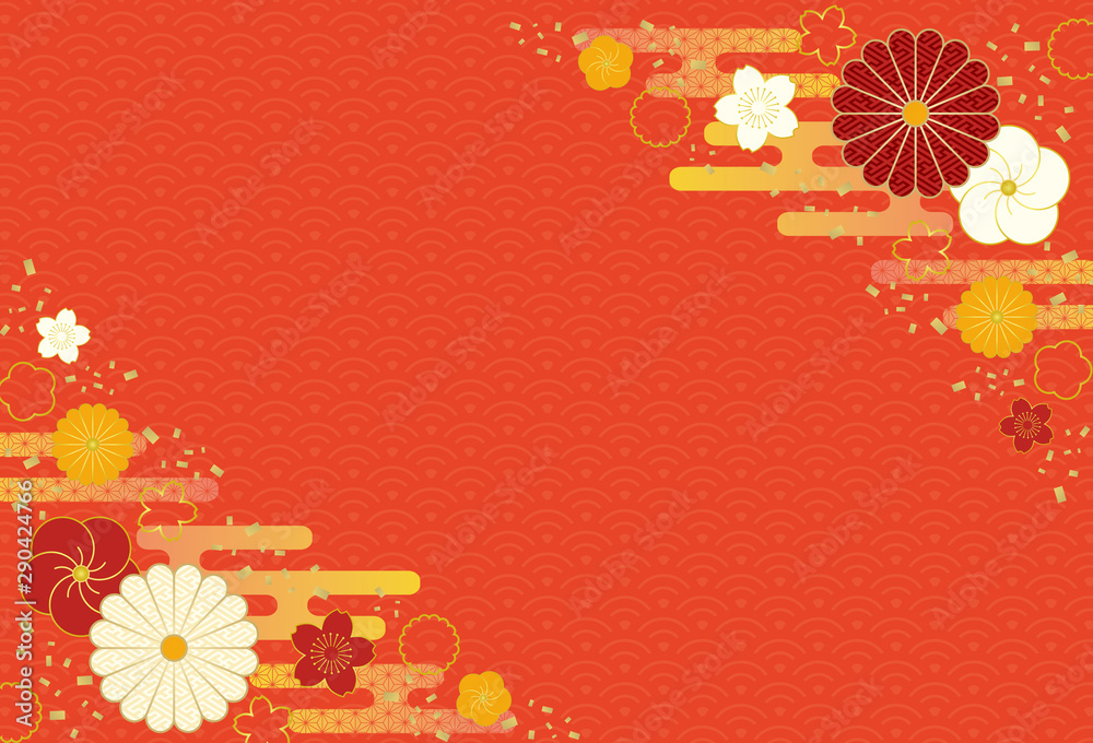 和柄 和風 フレーム コピースペース 赤 年賀状 背景素材 朱色 Wall Mural Mono 和柄 和風 フレーム コピースペース 赤 年賀状 背景素材 朱色 Wall Mural Mono