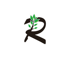 Nature letter R leaf icon logo design concept,