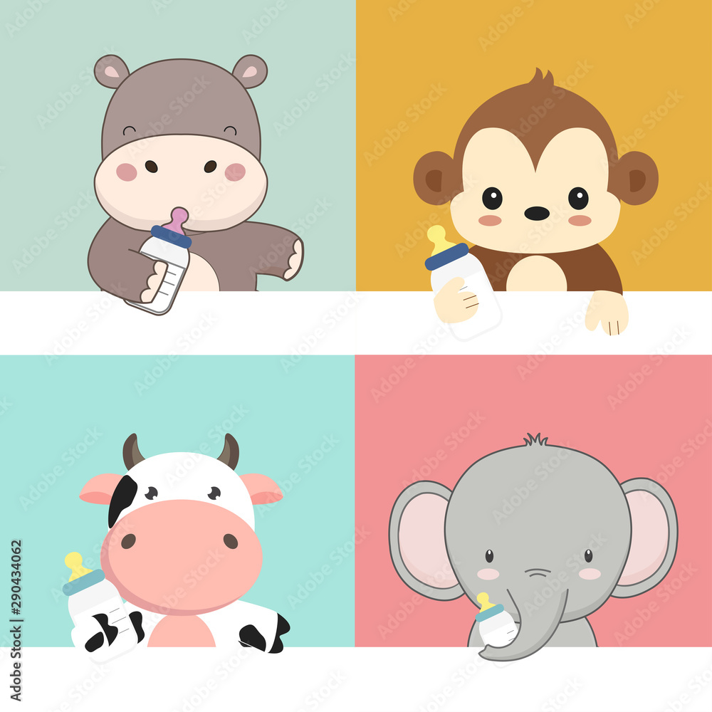 Cute cartoon baby animal. Vector illustration. Stock Vector | Adobe Stock