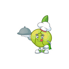 Sticker - Chef with food elephant apple cartoon on white background