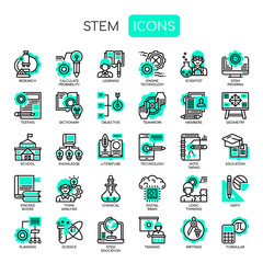 Poster - STEM , Thin Line and Pixel Perfect Icons