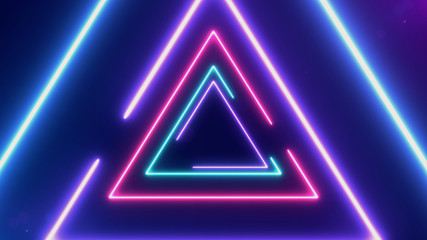 Canvas Print - abstract neon bright colored frame square on dark background. laser show colorful design for banners
