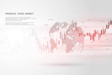 Wall Mural - Stock market graph or forex trading chart for business and financial concepts, reports and investment on grey background.Japanese candles . Vector illustration