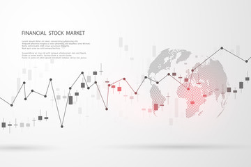 Wall Mural - Stock market graph or forex trading chart for business and financial concepts, reports and investment on grey background.Japanese candles . Vector illustration