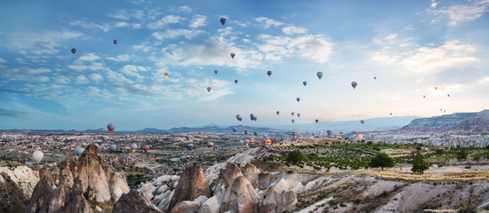 Wall Mural - Balloons in the sky over Cappadocia