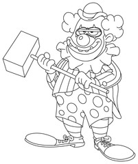 outlined evil scary clown