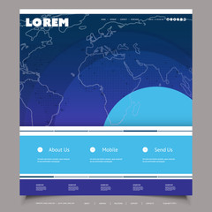 Wall Mural - Global Business, Technology - Website Template Design with World Map