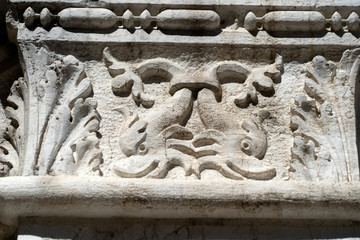 Sticker - doge ducal palace venice capital of column wayside detail bas relief sculpture