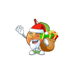 Canvas Print - Santa with gift shipova fruit cartoon on white background