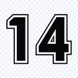 sport number 14 shape vector isolated