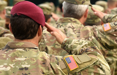 Wall Mural - US soldiers giving salute. US army. US troops