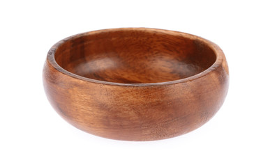 Wood Round Calabash Bowl isolated on white background.