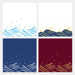 Wall Mural - Japanese wave pattern frame illustration set