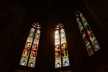 Wall Mural - Interior of the St. Pierre Cathedral in Geneva, Switzerland, today belonging to the Swiss Reformed Church. 