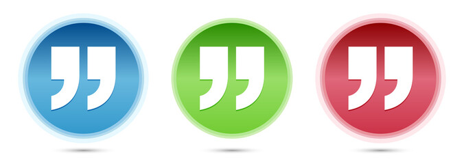 Quote icon glass round buttons set illustration
