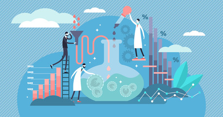 Wall Mural - Experiment vector illustration. Tiny business innovation persons concept.