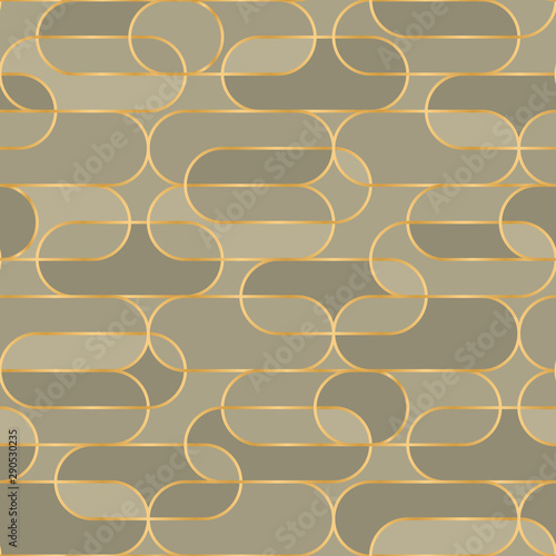 Rounded oval golden frames seamless pattern