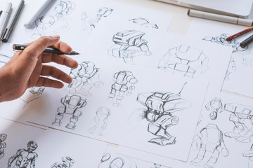 Wall Mural - animator designer development designing drawing sketching development creating graphic pose characte