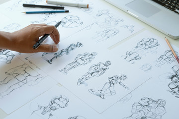 Wall Mural - animator designer development designing drawing sketching development creating graphic pose characte