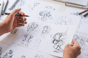 Wall Mural - animator designer development designing drawing sketching development creating graphic pose characte