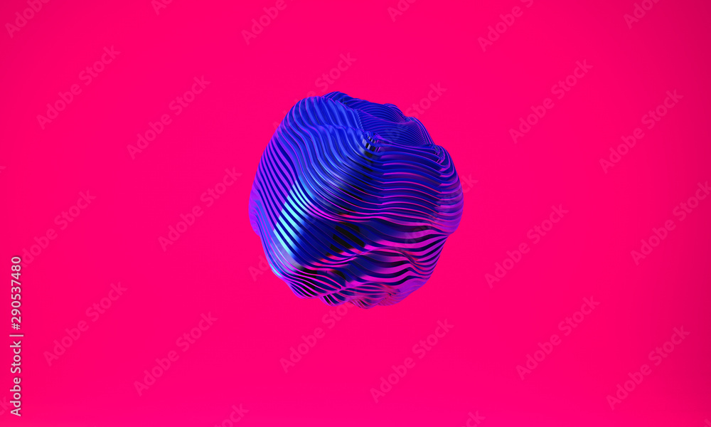 Abstract 3d graphic object on bright magenta background - obrazy, fototapety, plakaty 