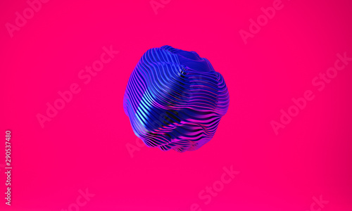 Fotografía Abstract 3d graphic object on bright magenta background