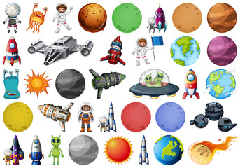 Wall Mural - group of planets and space obejcts