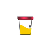Vector Icon For Urine Test Jars On A White Background In Linear Style