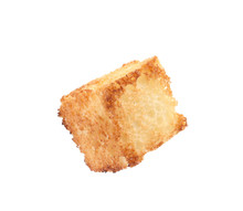 Tasty Crispy Fried Crouton On White Background