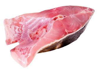 Wall Mural - Steak of uncooked carp fish isolated on a white background