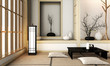 © Interior Design - Room very zen style with decoration japanese style on tatami mat.3D rendering