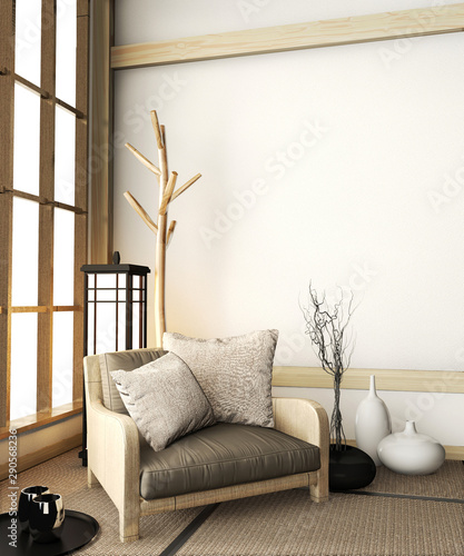 Sofa Armchair Mock Up On Room Zen With Tatami Floor And