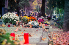 Autumnal Peaceful Atmosphere In The Cemetery