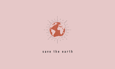 Save the Earth - trendy textured poster. Minimal modern design. Vector illustration