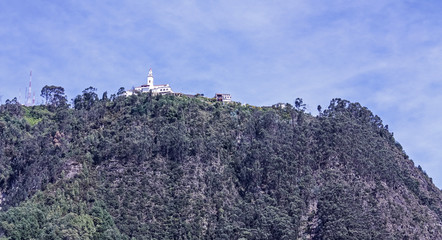 Wall Mural - View of Monserrate church high up in the Andes Mountains overlooking Bogota, Colombia