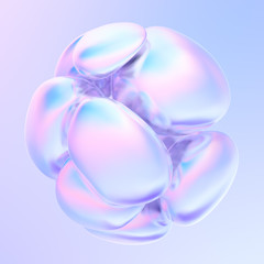 Wall Mural - holographic abstract fluid bubbles. iridescent shapes on holographic background. liquid shapes. 3d r