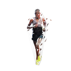 Poster - Marathon runner, low polygonal isolated vector illustration, front view. Geometric african american running athlete