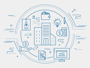 Flat line design concept illustration for business.