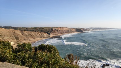 Portugal clifs during sun set by the ocean 