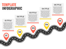 Navigation Winding Road Vector Way Map Infographic. Road Infographic Template. Vector Illustration.